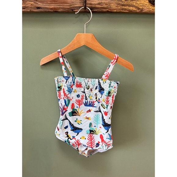 Hanna Andersson Other - Hanna Andersson Kids Sea Life Whale Smocked One Piece Swimsuit Multicolor 110 5